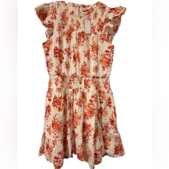 LOFT Dresses & Skirts - LOFT Floral Smocked Midi Dress Women’s Medium NWT – Ruffle Flutter Sleeve Tiered